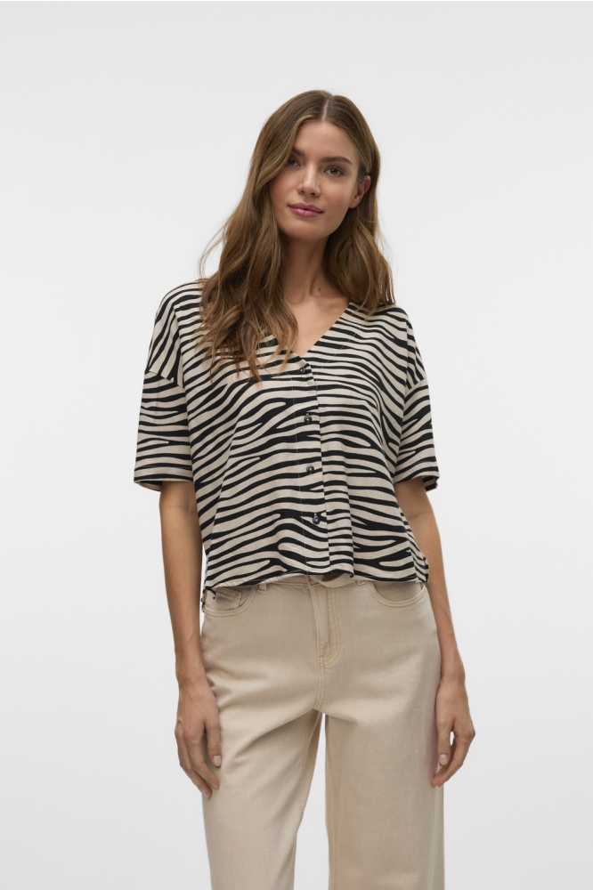 VMMYMILO 2/4 V-NECK SHIRT WVN GA 10279696 BLACK/KAJA